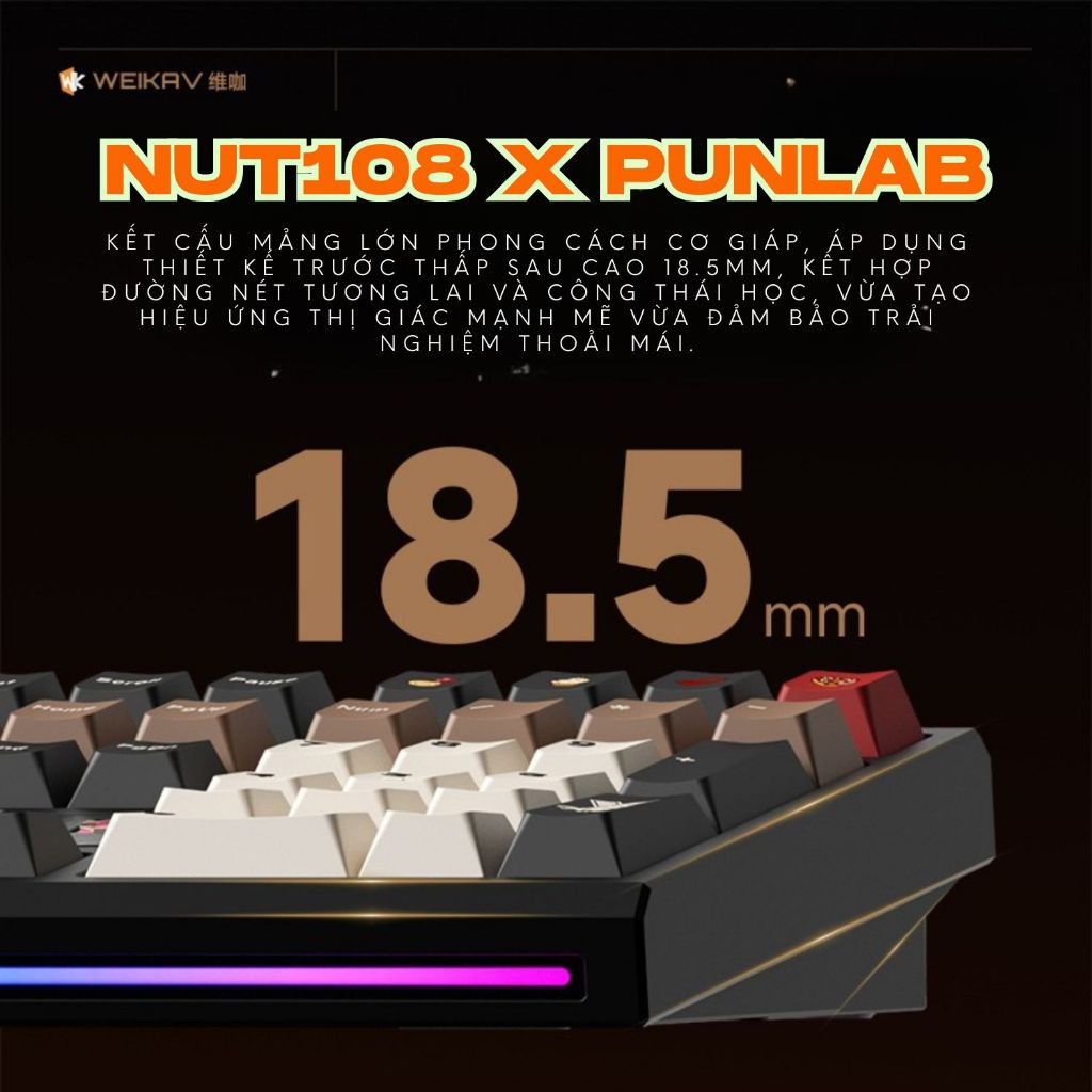 [CHÍNH HÃNG FULL VAT] Bàn phím cơ Weikav - NUT108 | Không dây | 3 Modes | Hotswap | BigBuy360 - bigbuy360.vn