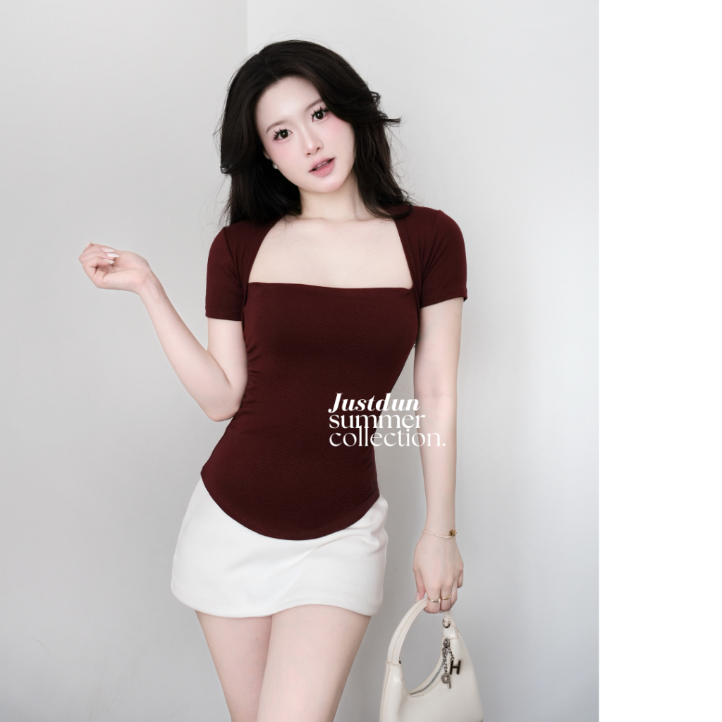 Áo Thun Nhún Eo Ngắn Tay Ôm Body Cotton Mịn JUSTDUN PQ8 | BigBuy360 - bigbuy360.vn