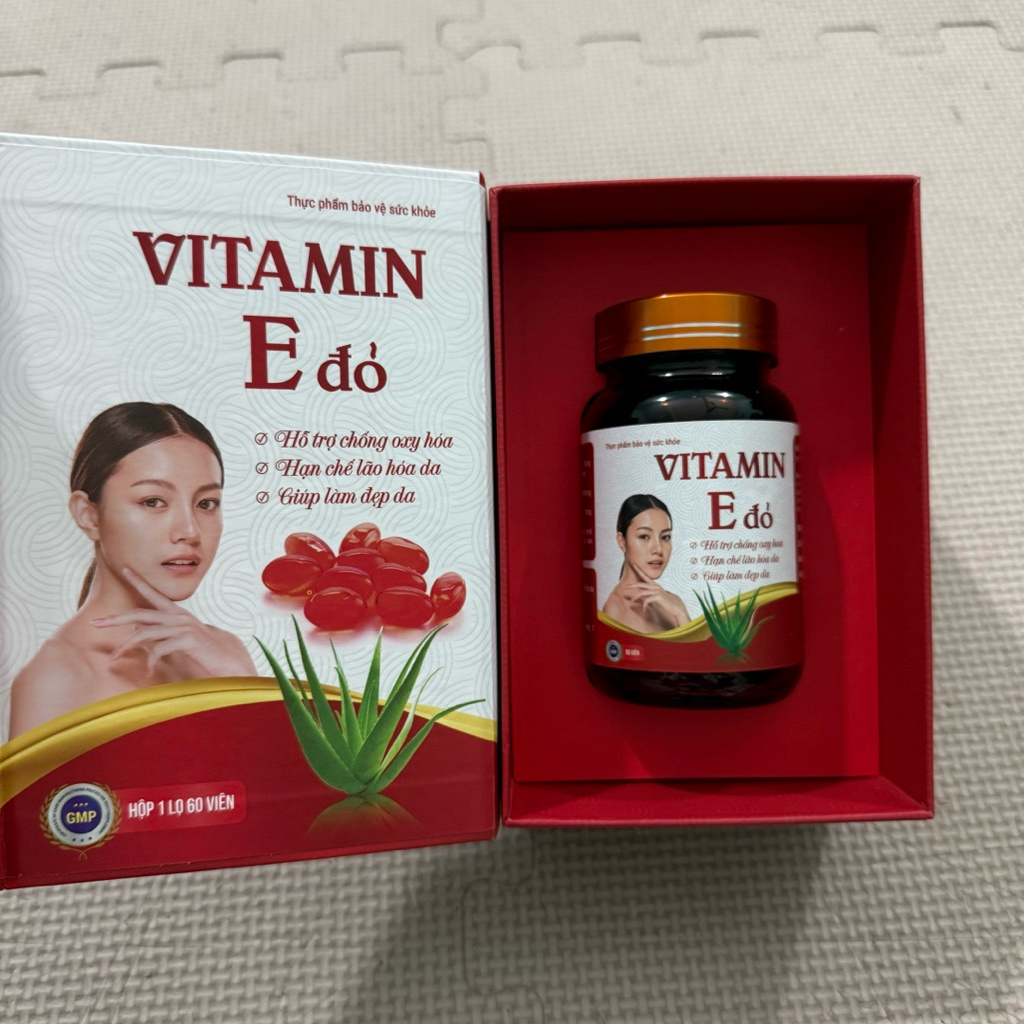 Viên uống trắng da mờ nám VITAMIN E400 With Aloe - Vitamin E đỏ - Hỗ trợ giảm lão hóa da, giúp da sá