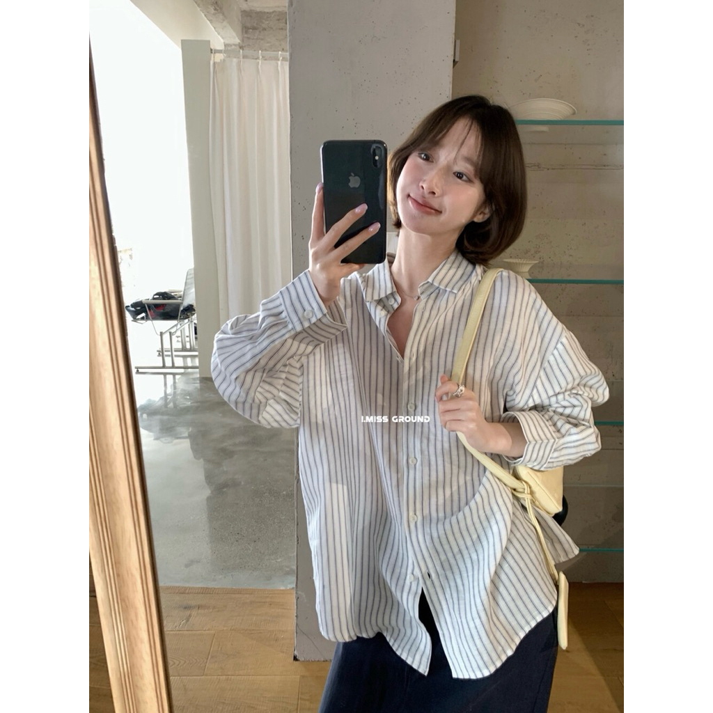 Áo sơ mi kẻ sọc dọc hãng IMiss tag elora