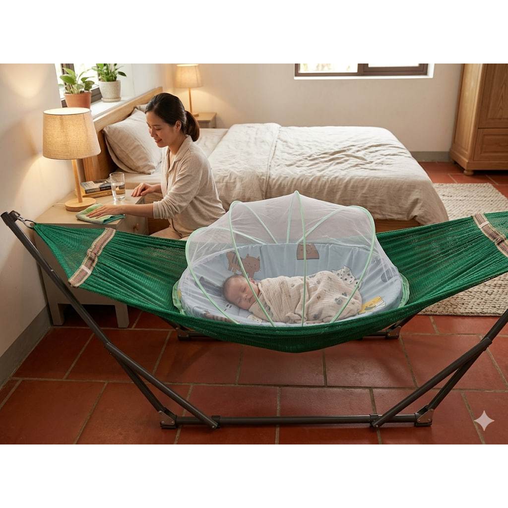 Nôi tre đặt võng cho bé, nôi tre cho bé nằm võng khỏi cong lưng, có thể đặt lên võng xếp,