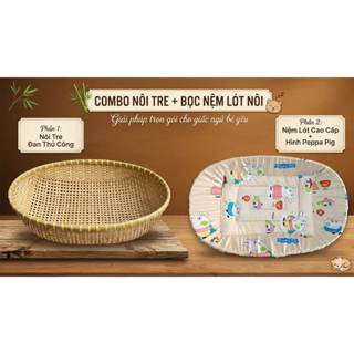 Combo Nôi tre đặt võng cho bé + bọc nôi tre, nôi tre nằm võng cho bé khỏi cong lưng, bé nhanh vào giấc