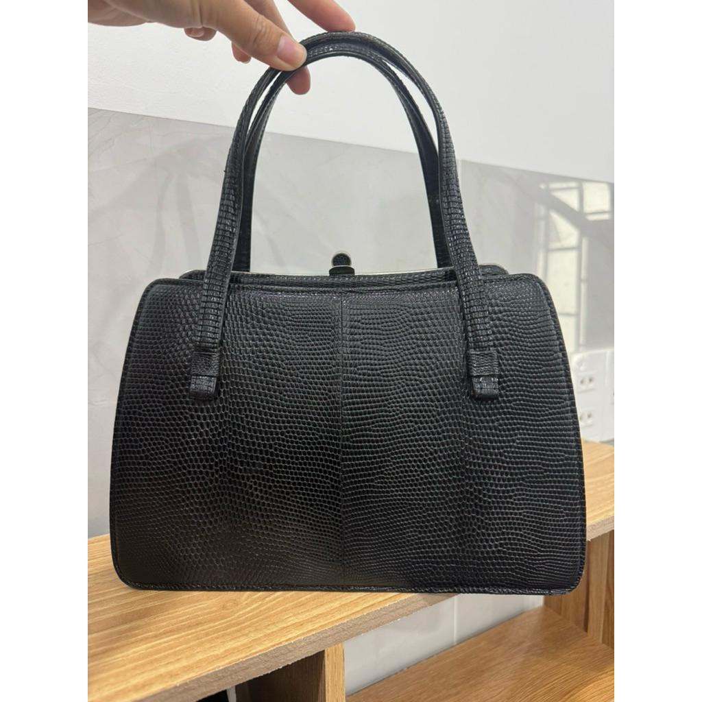 Túi cốp da kỳ nhông đen