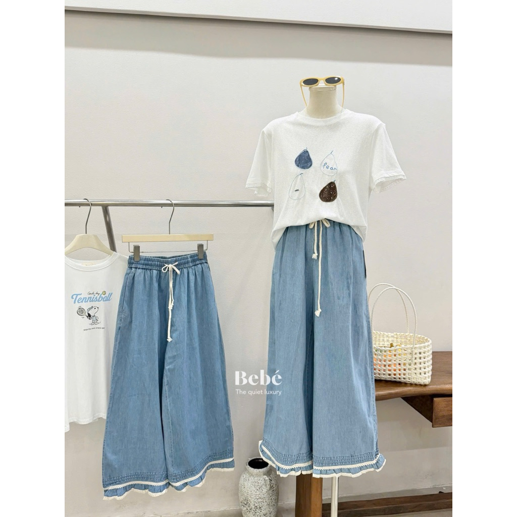 2817 Quần Jean chân ren QC lưng chun