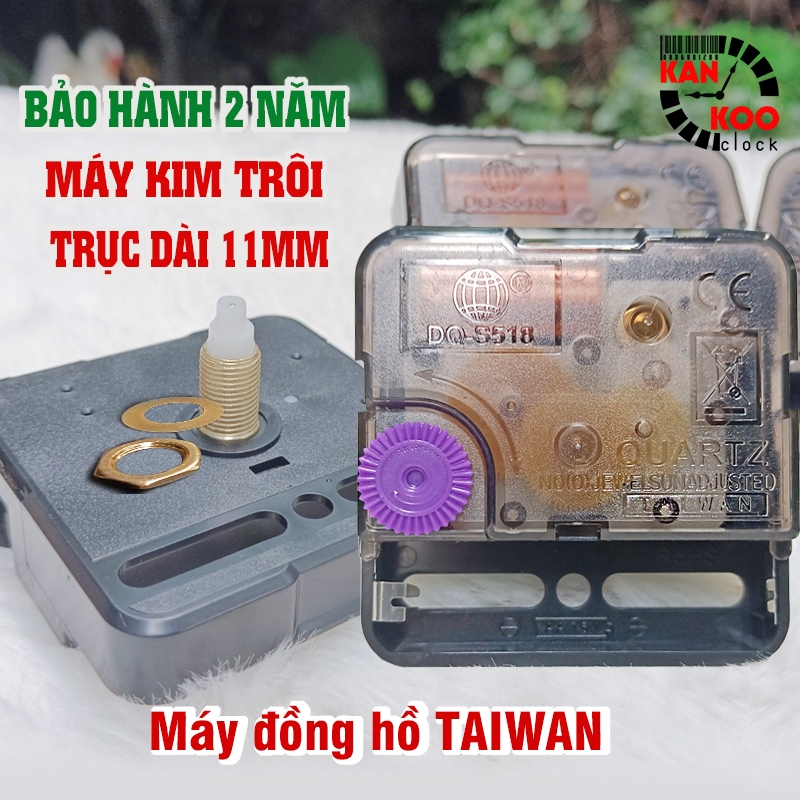 Máy đồng hồ treo tường KIM TRÔI, Siêu Êm, cốt dài 18mm ( trục đồng 11mm ), Model DQS518 Taiwan, bảo 
