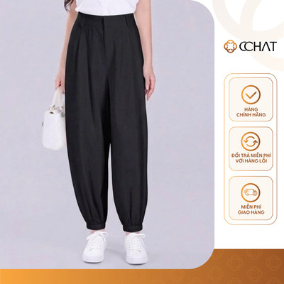 Quần Nữ 𝐂𝐂𝐇𝐀𝐓 Dáng Bomber Kiểu Talia Bo Gấu Chất Liệu Đũi Cao Cấp 16QDD2005BT