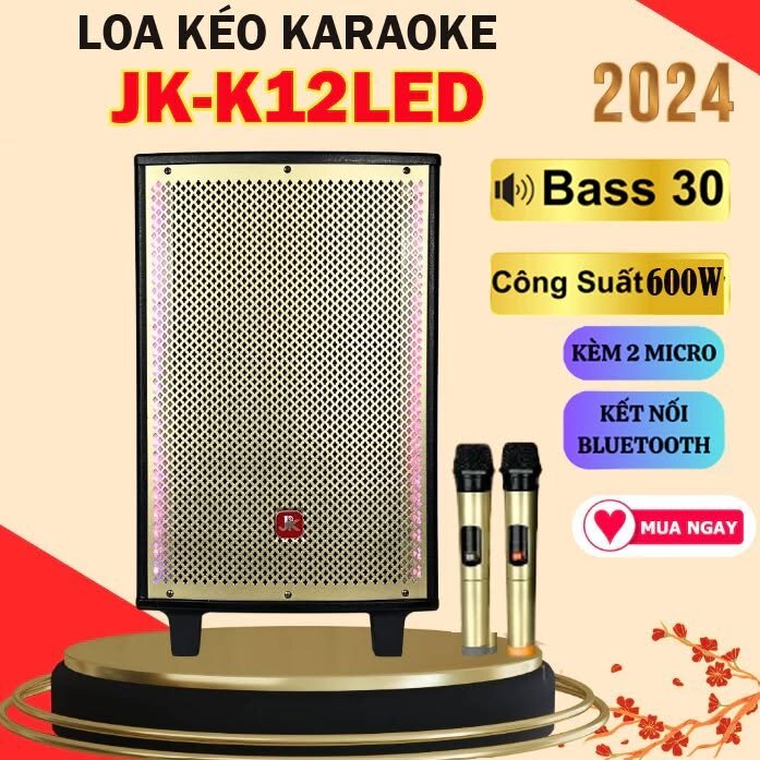Loa Kéo Xách Tay Hát Karaoke Di Động Bluetooth JK K12 Bass 30 Công Suất Lớn  LED Tạo Hiệu Ứng 4 Chế 