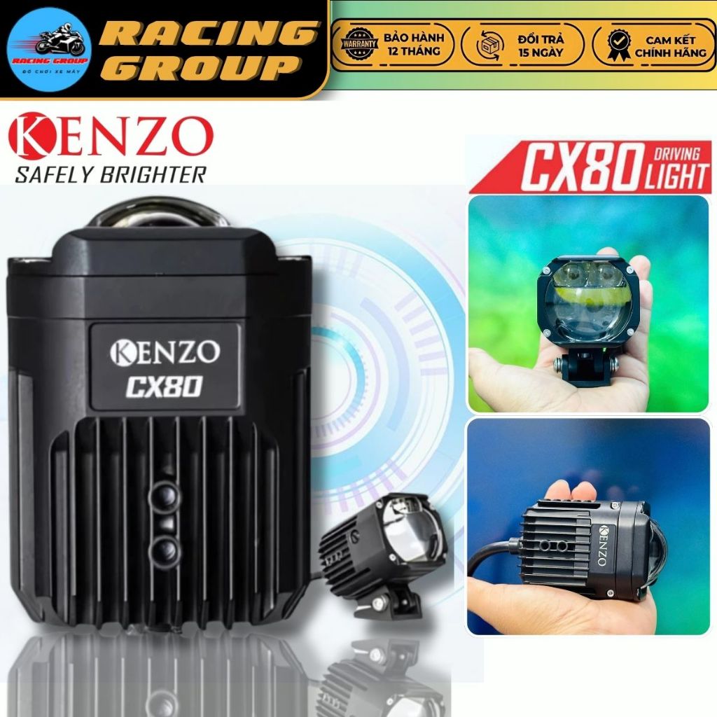 Kenzo CX80 V5, Đèn Trợ Sáng Kenzo CX80 2026 Bản Nâng Cấp Công Suất 70W, Có Trợ Pha Kép - BH 1 Năm