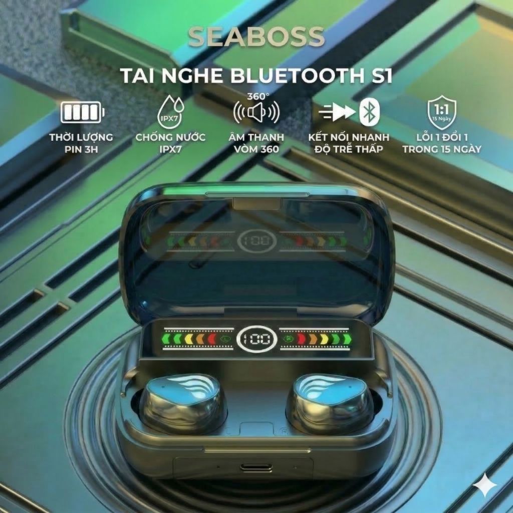 Tai nghe Bluetooth M27 SoundTech âm thanh vòm 360 sống động, xem phim nghe nhạc liên tục 3h | BigBuy360 - bigbuy360.vn