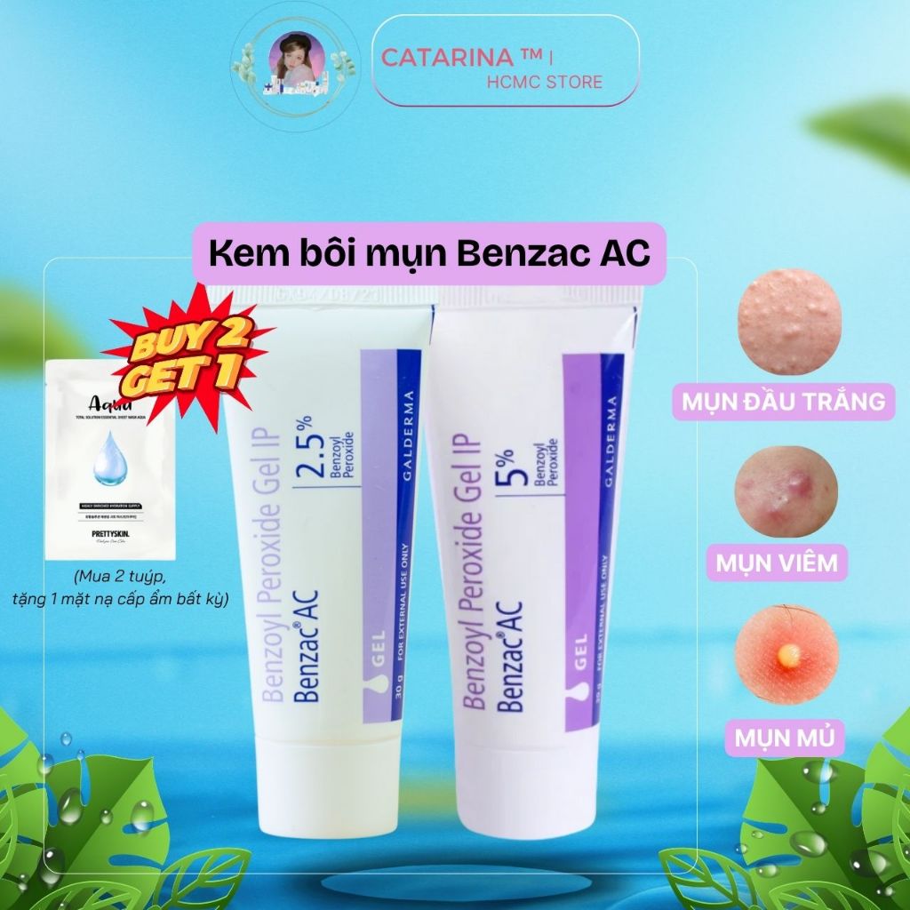 Galderma Benzac AC | Benzoyl Peroxide 2.5% - 5% 30gram | Hỗ trợ giảm mụn trứng cá, mụn viêm