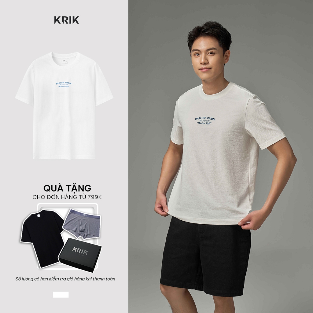 Áo Phông Nam KRIK Form Regular Chất Liệu Cotton Co Giãn Thiết Kế In Lưới Trẻ Trung AP1432