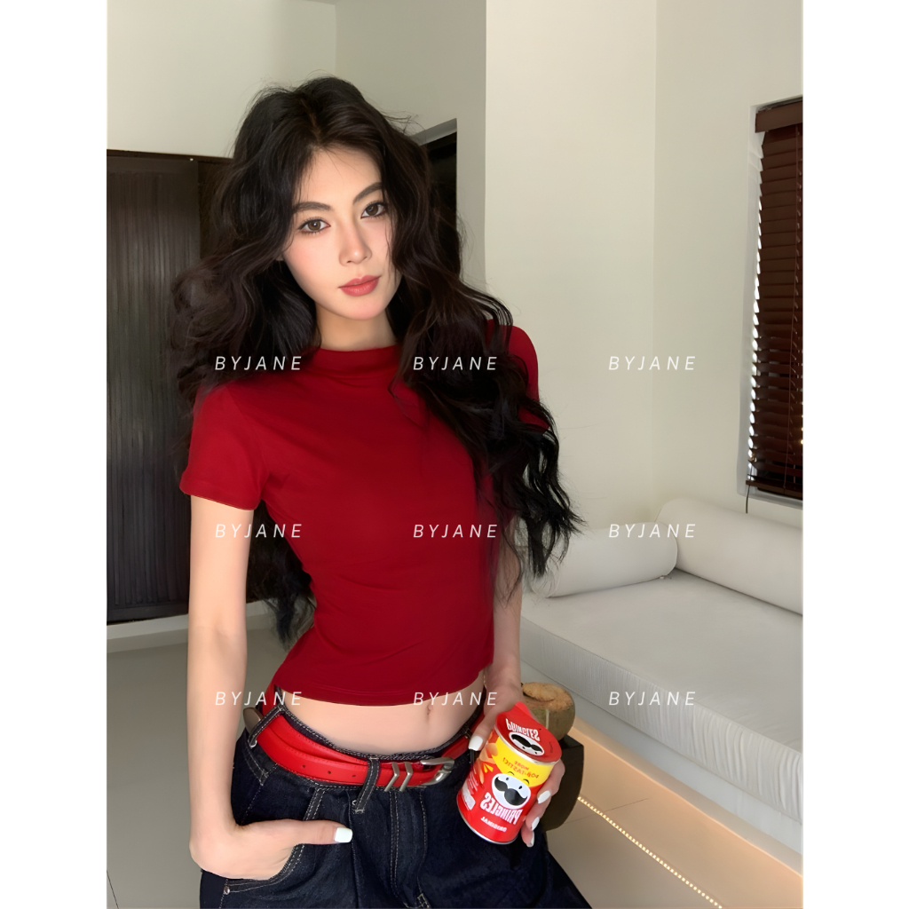(MỞ BÁN) Áo Thun Cổ Tròn Crotop ôm body chất bozip co dãn 4 chiều trơn BYJANE-379 | BigBuy360 - bigbuy360.vn