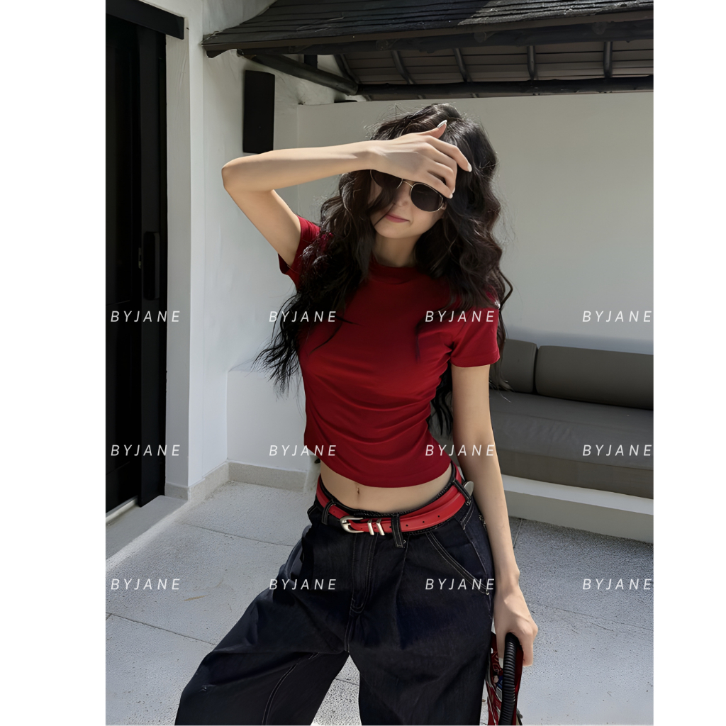 (MỞ BÁN) Áo Thun Cổ Tròn Crotop ôm body chất bozip co dãn 4 chiều trơn BYJANE-379 | BigBuy360 - bigbuy360.vn