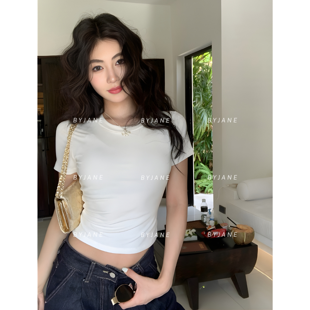 (MỞ BÁN) Áo Thun Cổ Tròn Crotop ôm body chất bozip co dãn 4 chiều trơn BYJANE-379 | BigBuy360 - bigbuy360.vn