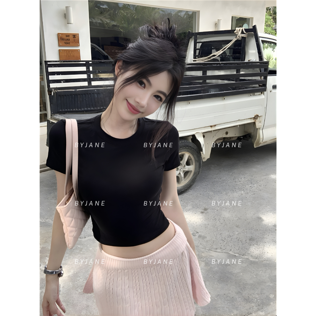 (MỞ BÁN) Áo Thun Cổ Tròn Crotop ôm body chất bozip co dãn 4 chiều trơn BYJANE-379 | BigBuy360 - bigbuy360.vn