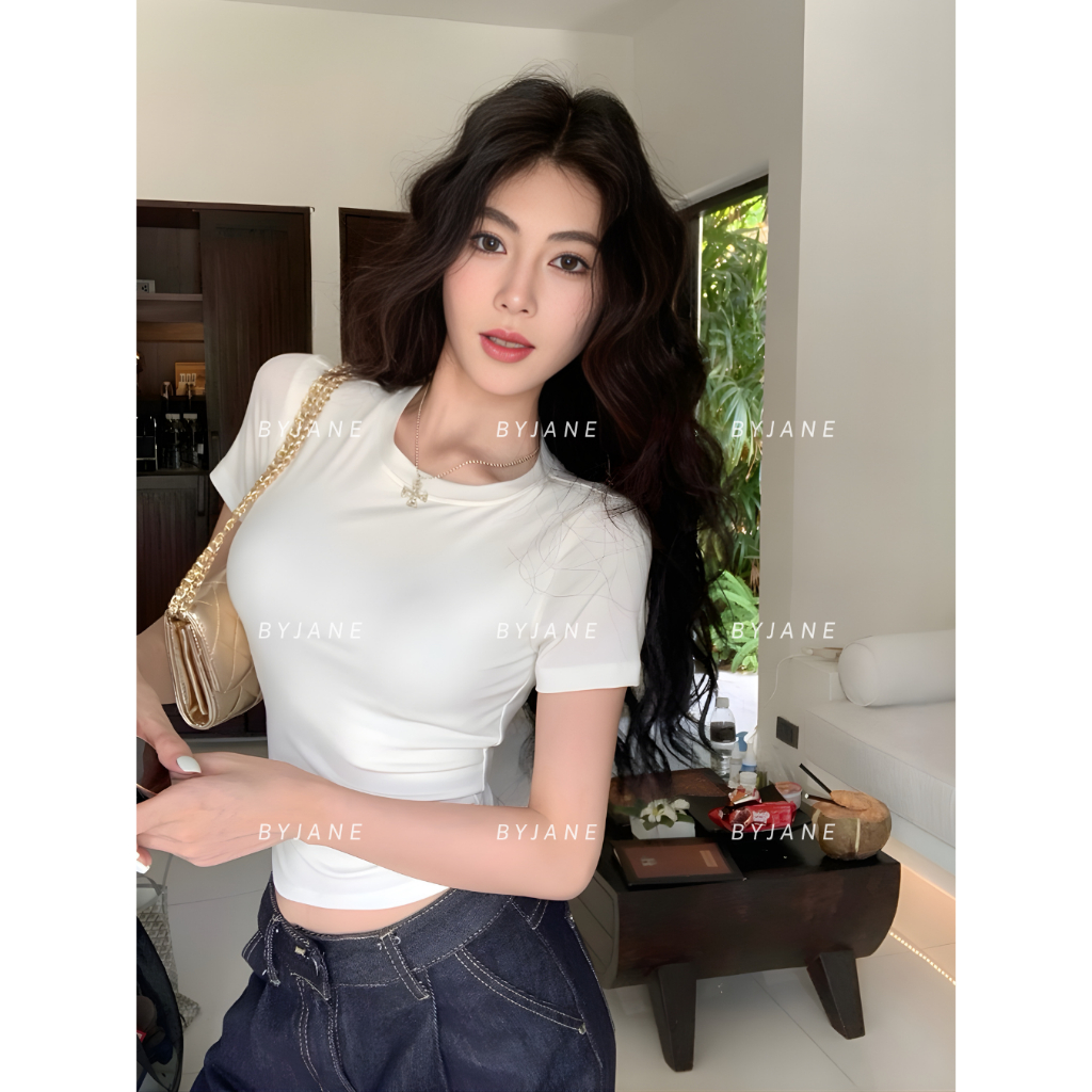 (MỞ BÁN) Áo Thun Cổ Tròn Crotop ôm body chất bozip co dãn 4 chiều trơn BYJANE-379 | BigBuy360 - bigbuy360.vn