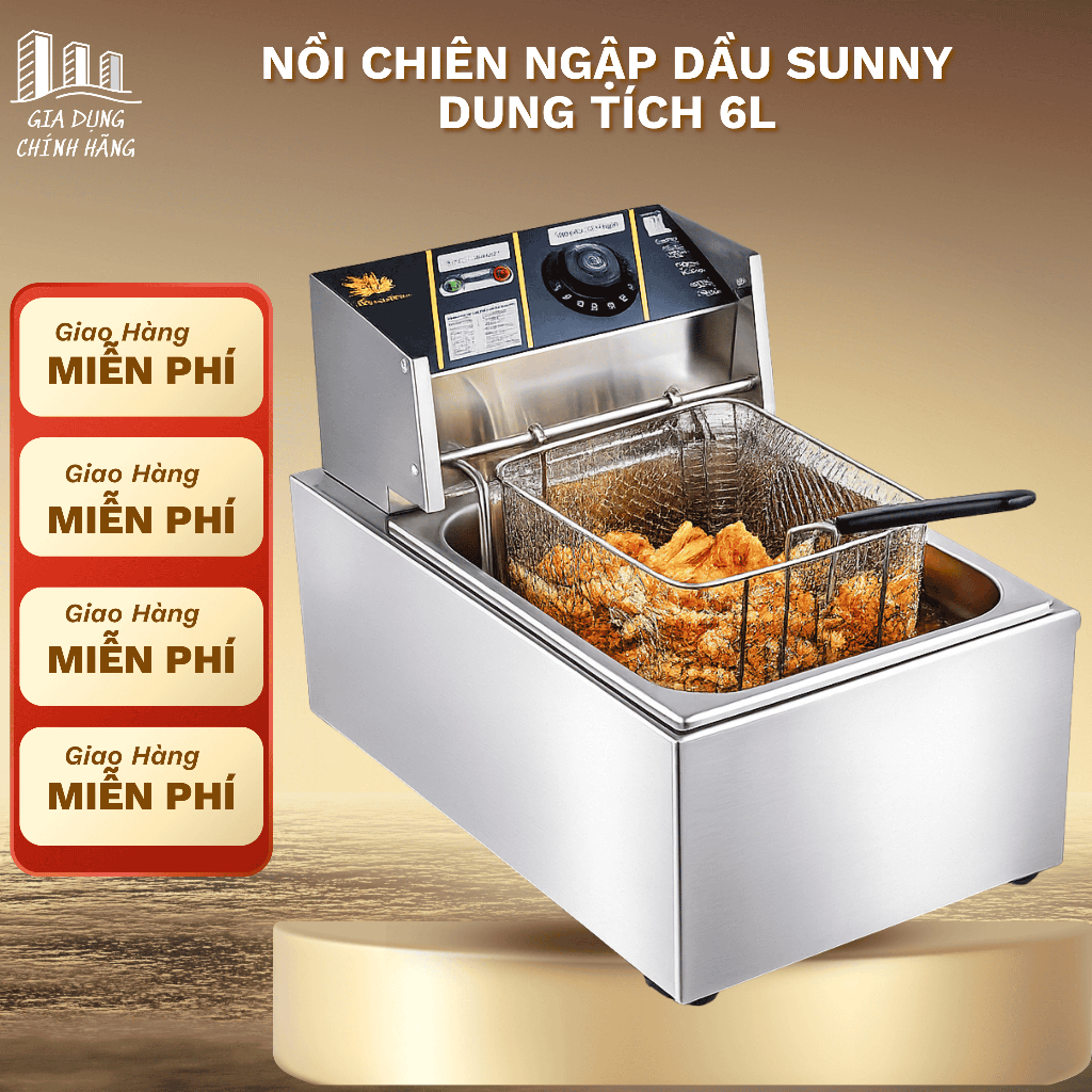 Nồi Chiên Ngập Dầu SUNNY Cao Cấp Dung Tích 6L Bếp Chiên Nhúng Điện Tiện Lợi Bảo Hành 12 Tháng