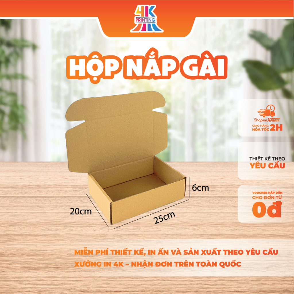 [ COMBO 5 ] Hộp Carton Nắp Gài Đóng Hàng, Mỹ Phẩm, Quà Tặng, Chất Liệu Cứng Cáp đủ kích thước_4K 4KP