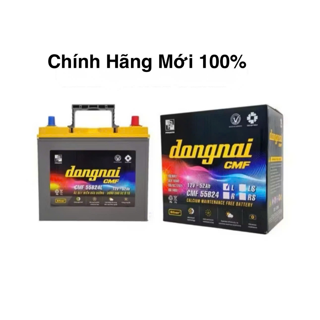 Bình ắc quy 12v miễn bảo dưỡng đồng nai CMF 55B24L 52ah (cọc nhỏ) dùng xe XL7, XPANDER,HONDA CITY...