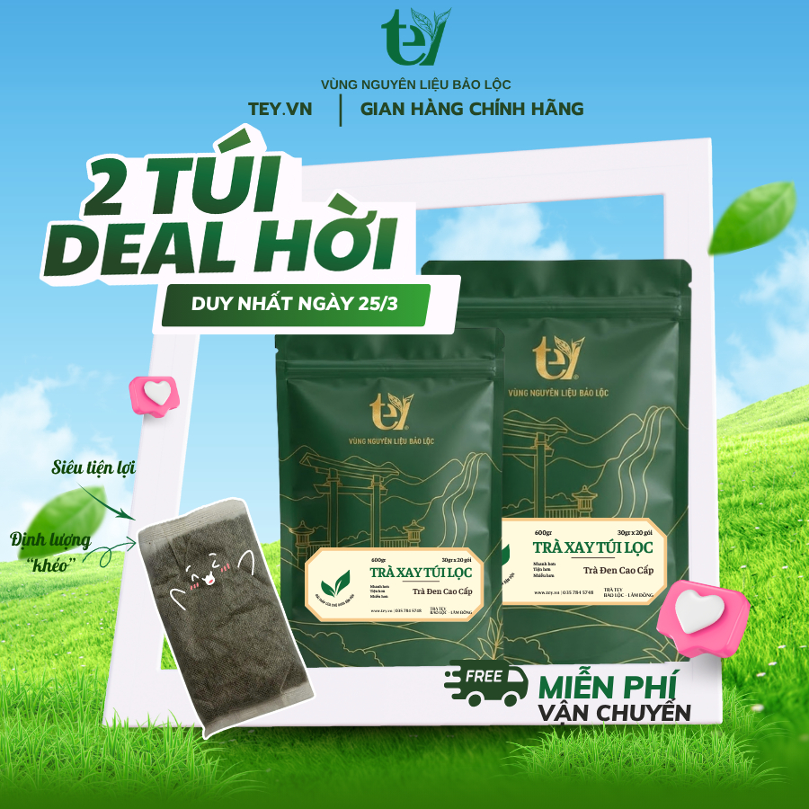 Combo 2 túi Trà Đen Cao Cấp Túi Lọc 600g - Pha trà sữa, trà trái cây, hồng trà, machiato