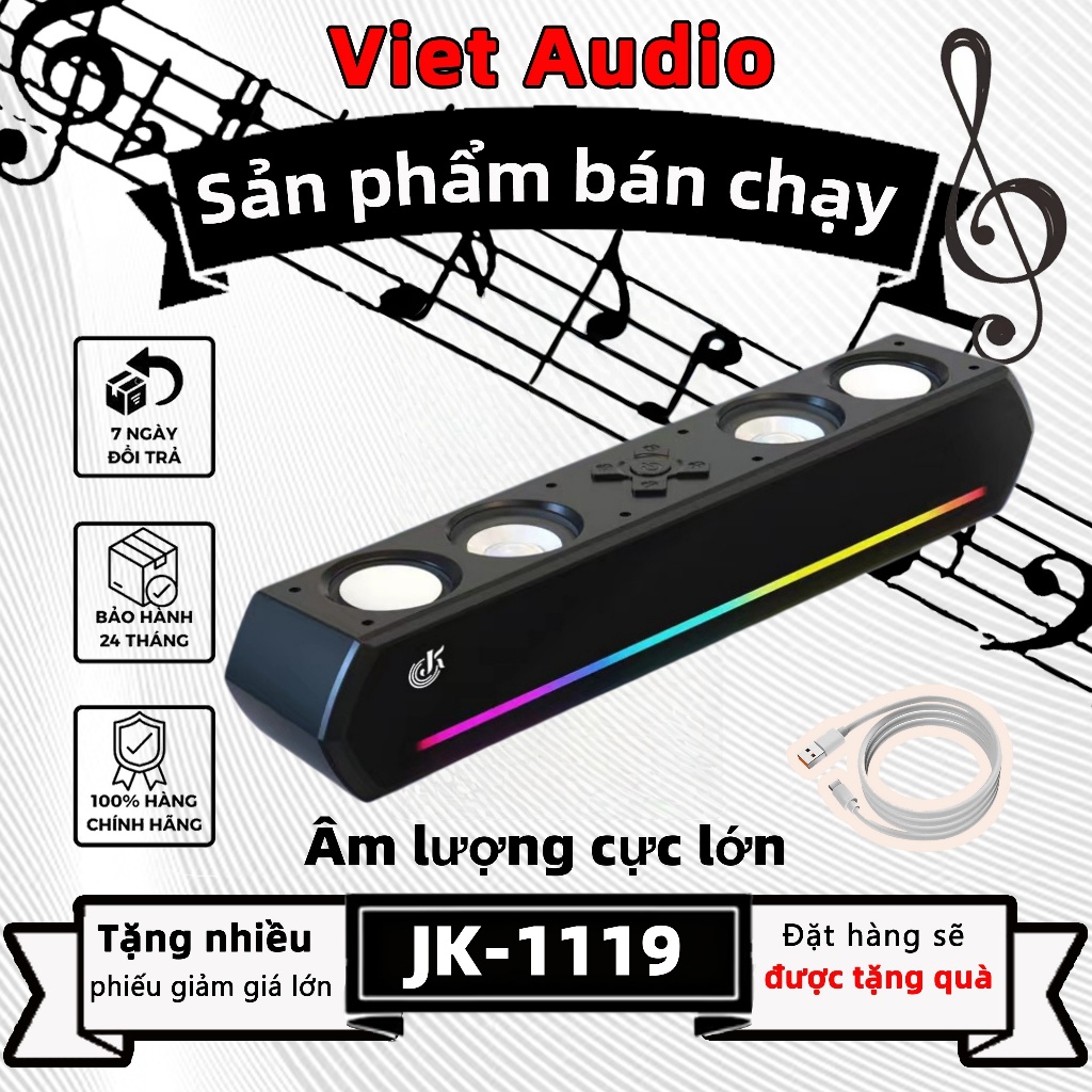 Loa Bluetooth Gaming RGB JK-1119 • Âm lượng cực lớn, Bass mạnh mẽ, Ánh sáng RGB sống động
