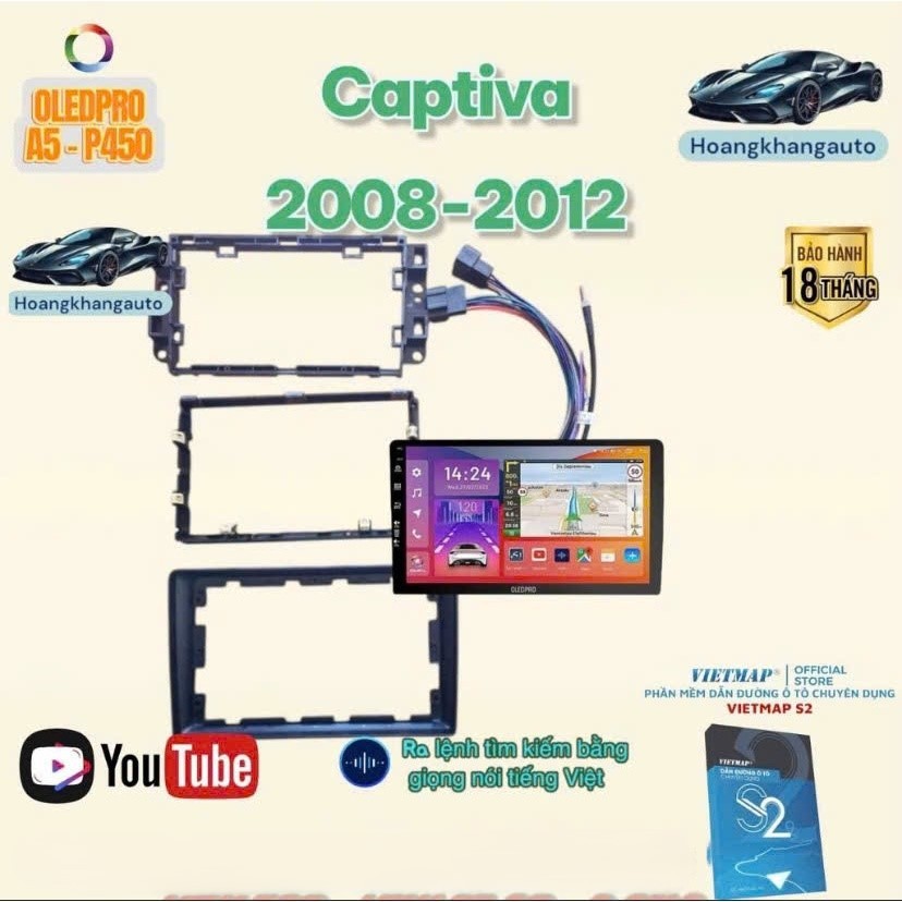 Combo  Màn hình Android OLEDPRO A5 Theo Xe CAPTIVA 2008 - 2012, 9 inch Kèm dưỡng và jack zin