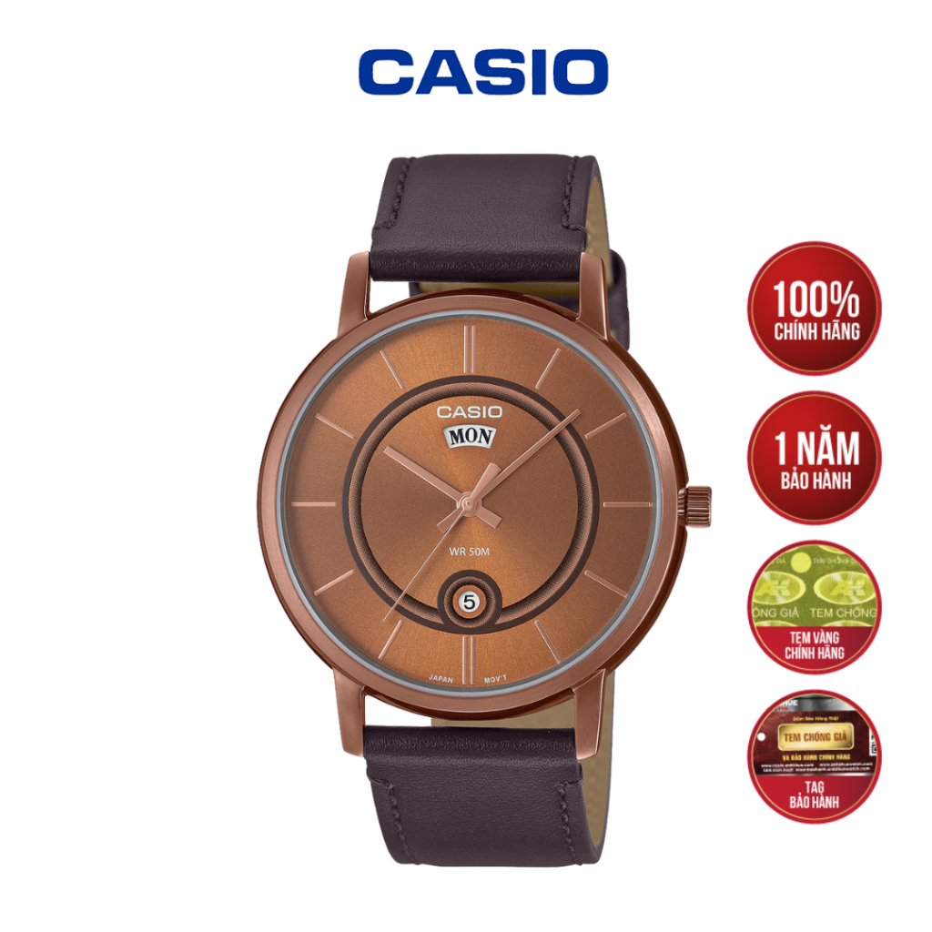 Đồng Hồ Nam Casio MTP-B120RL-5AVDF Dây Da Mặt Nâu - Hàng Chính Hãng