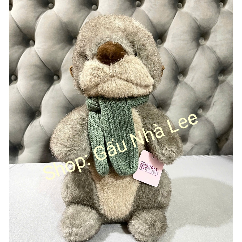 [ Đài Loan ] [MS2393] Bé gấu bông Rái Cá Otter choàng khăn, size 40cm, lông mềm mịn, hàng mới, full 