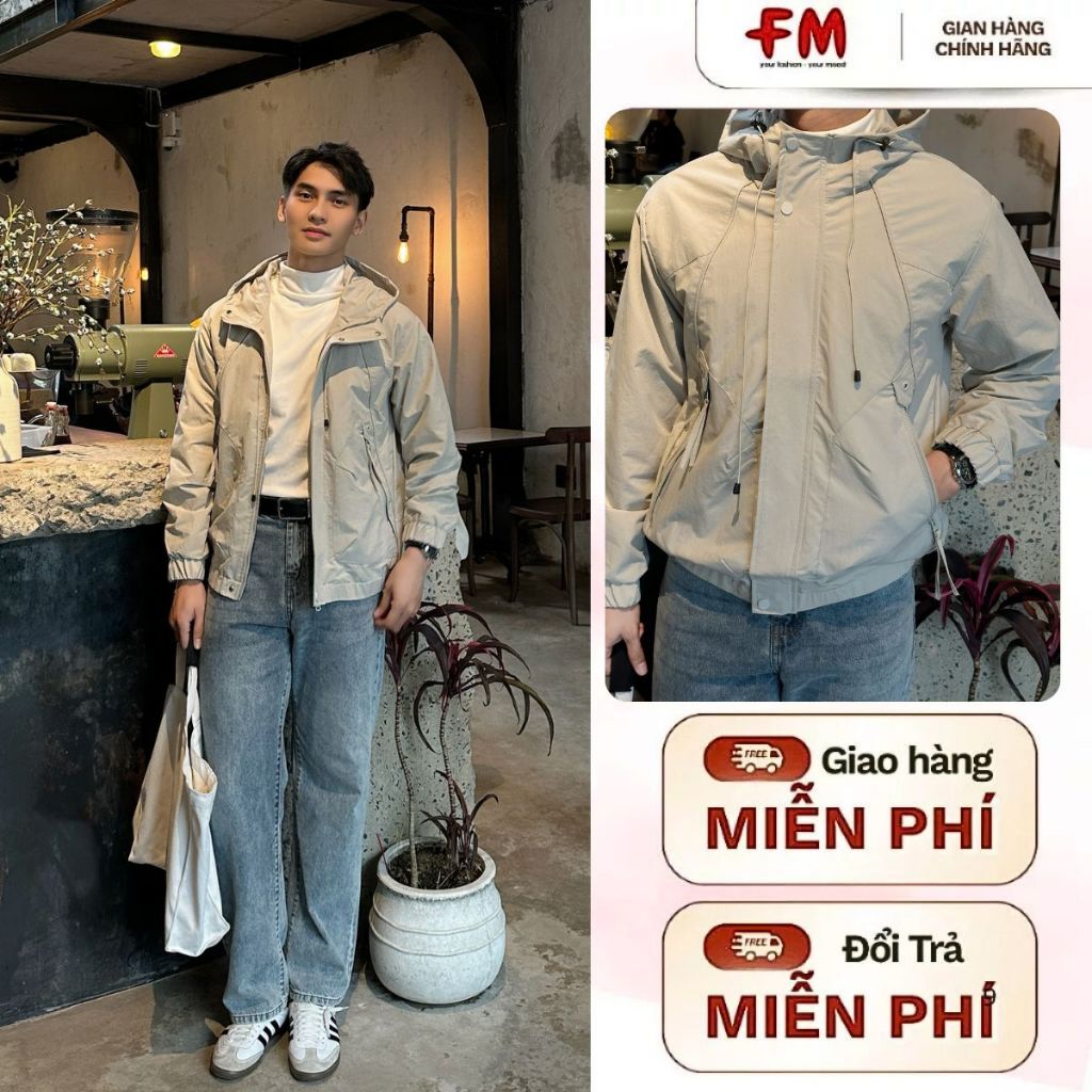 Áo Khoác Gió Nam FMSTYLE Trơn Có Mũ  Khóa Kéo 2 Túi, Form Chuẩn, Mặc Đẹp Mọi Thời Tiết 25120743