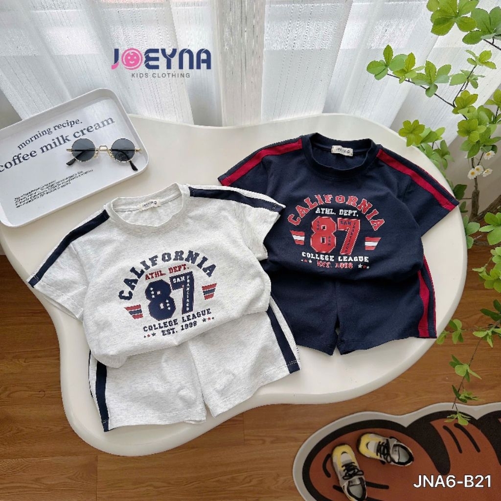 Sét bộ cộc tay cotton thể thao số 87 joeyna cho bé trai