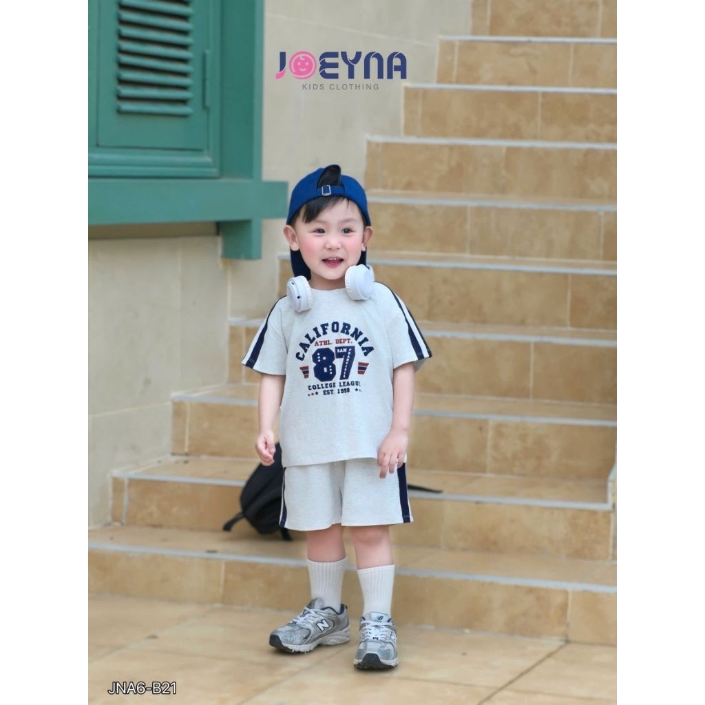 Sét bộ cộc tay cotton thể thao số 87 joeyna cho bé trai