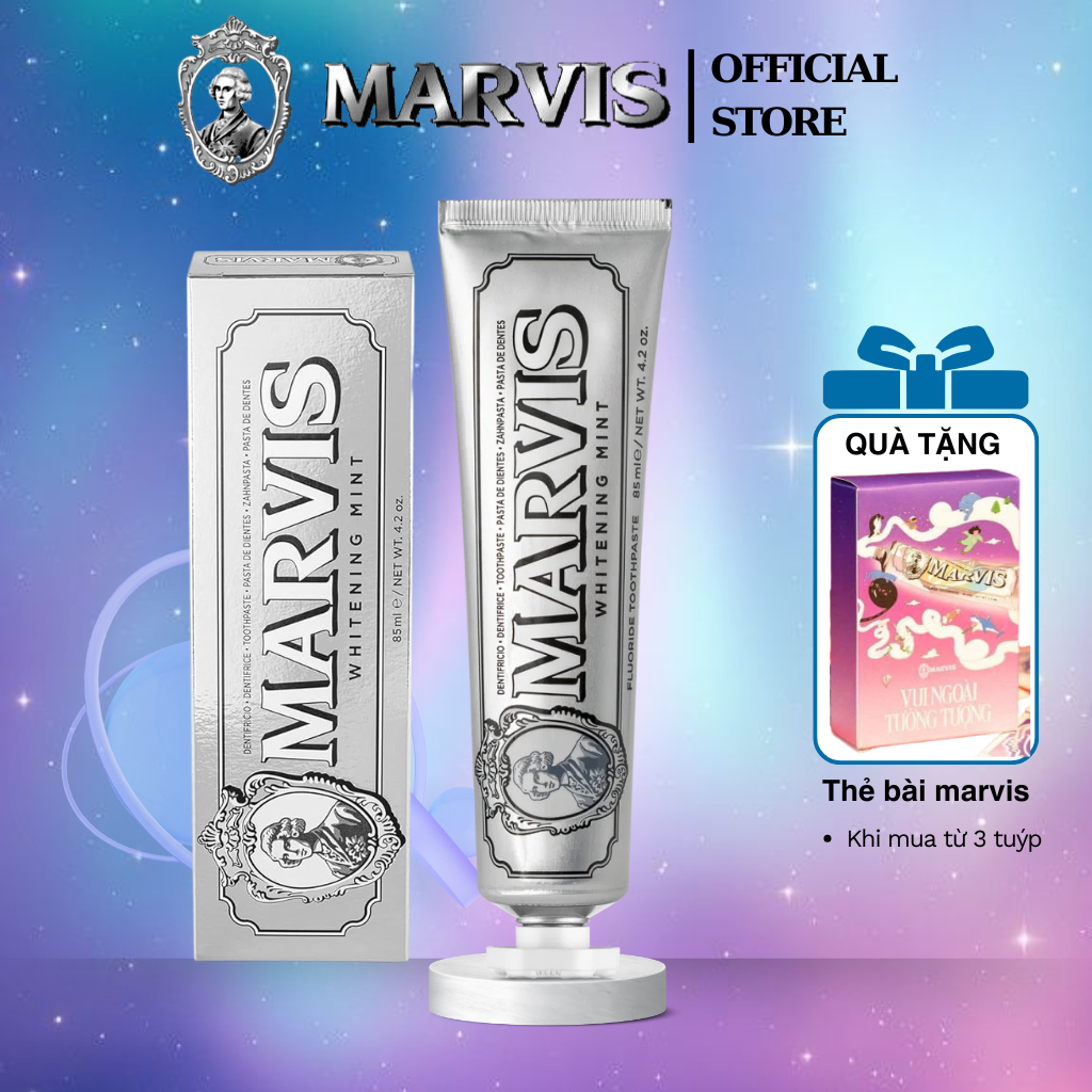 Kem Đánh Răng Marvis Whitening Mint 85ml – Hương Bạc Hà Mát Lạnh,Trắng Răng & Giảm Ố Vàng - MARVIS