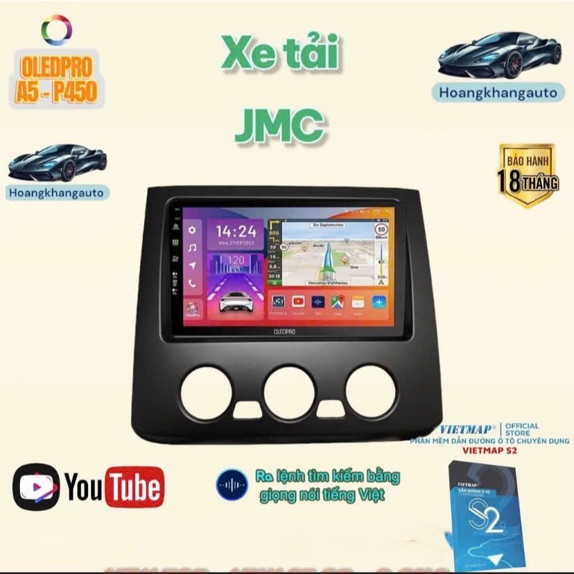 Combo  Màn hình Android OLEDPRO A5  theo xe Tải JMC, 9 inch kèm dưỡng và jack nguồn