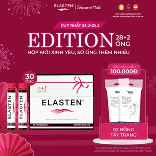 Hộp 30 ống Collagen Elasten Giúp Da Căng Mịn, Chống Lão Hóa, Tóc Chắc Khỏe Ốngx25ml