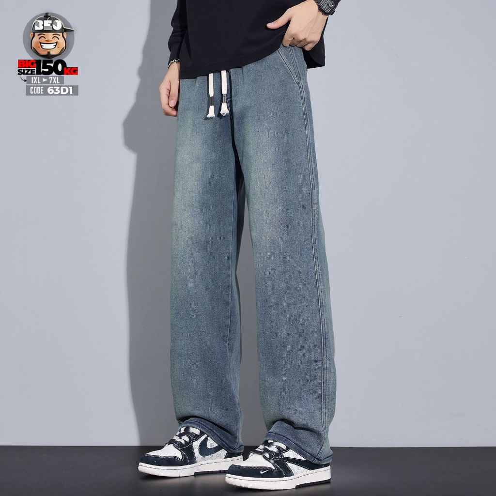 Quần jean nam bigsize 80-150kg ống suông lưng thun co giãn tốt, jean thun mềm size 1XL-7XL