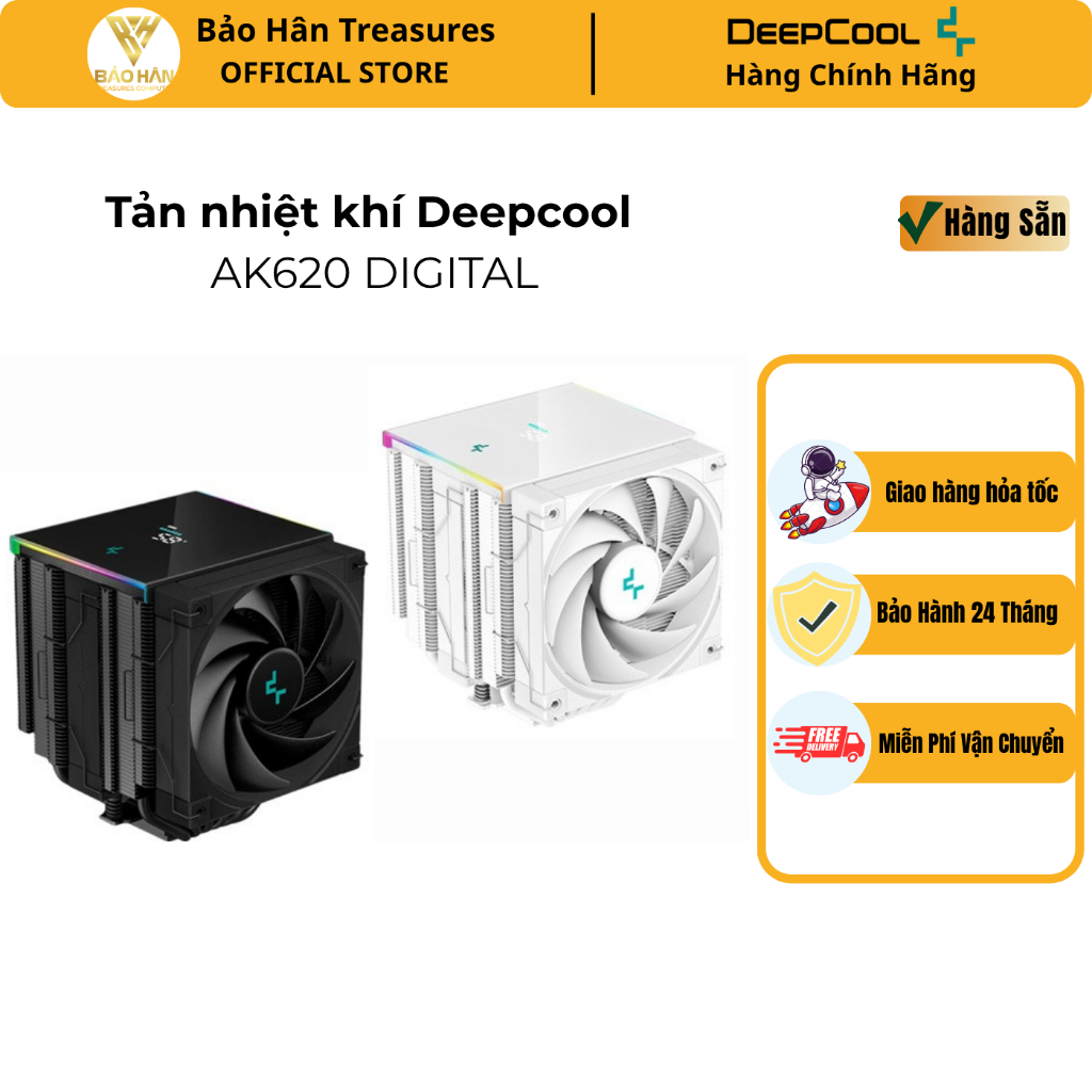 Tản nhiệt khí DEEPCOOL AK620 Digital/ AK620 WH Digital - Black/ White - Hàng Chính Hãng