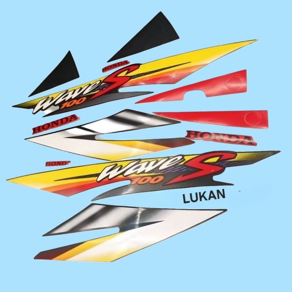 Bộ tem dán xe WAVE Thái S100, ALPHA, ZX.... vàng đỏ