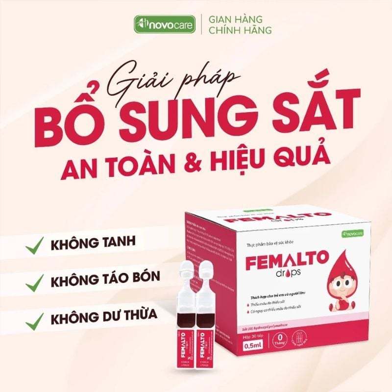 Sắt hữu cơ FEMALTO Drop- bổ sung sắt cho bé (hộp 30 tép)