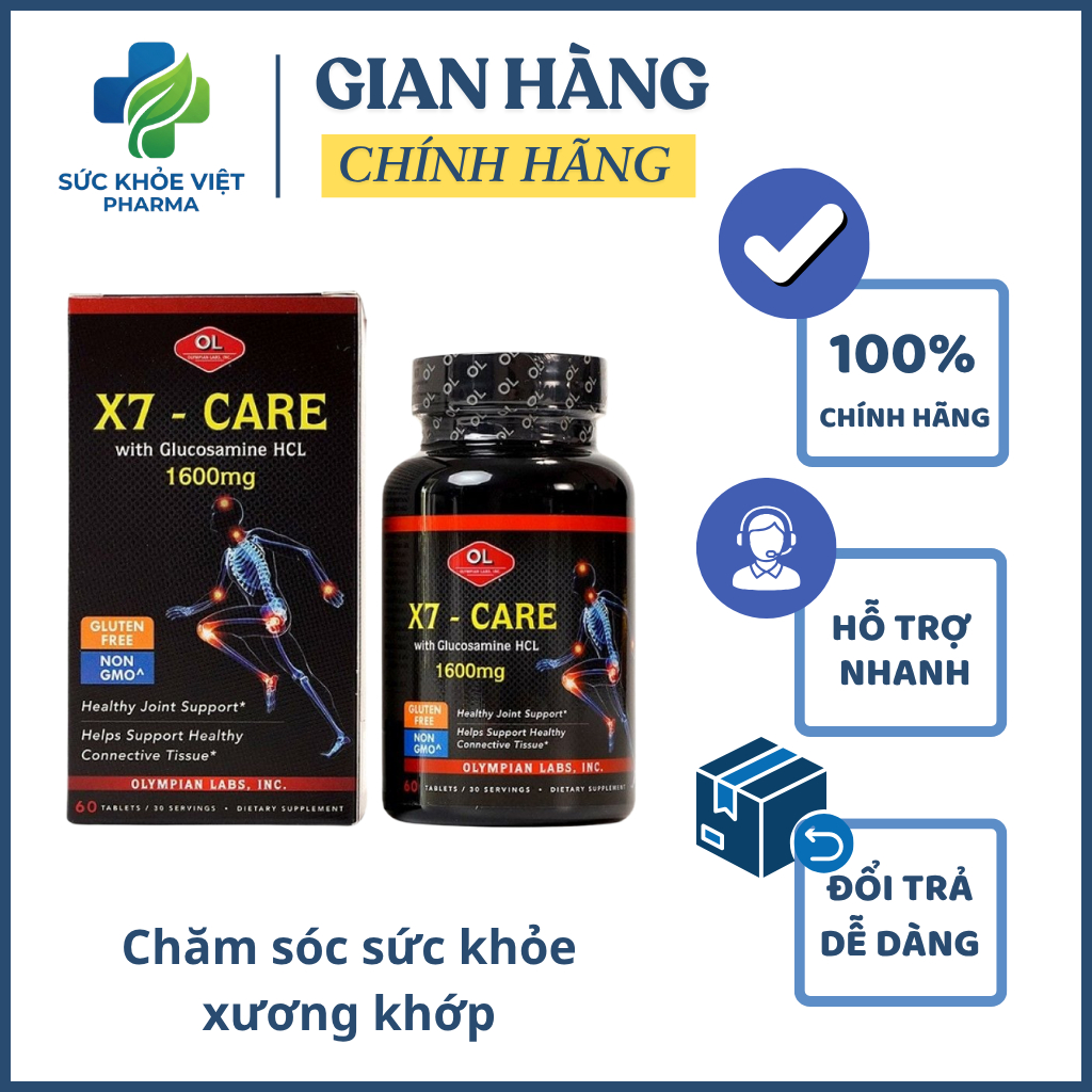 Viên uống hỗ trợ xương khớp X7-Care - Tăng cường tái tạo sụn, khớp - Hộp 60 viên