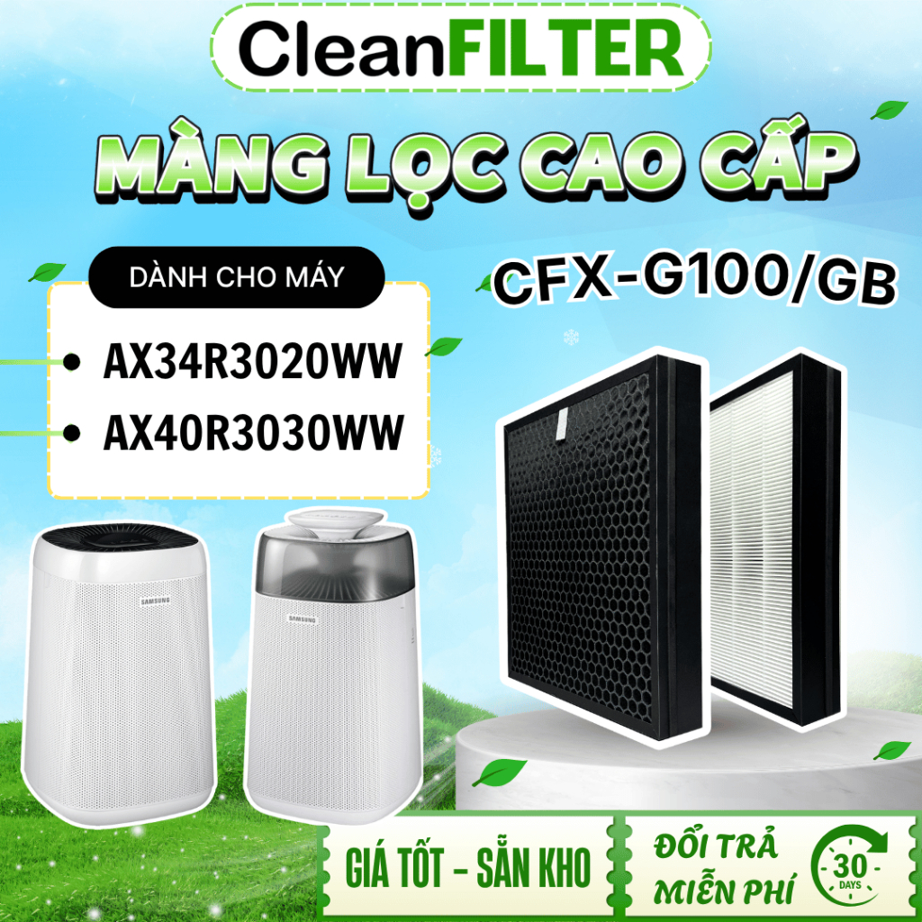 Màng lọc không khí CleanFilter thay thế máy Samsung - bộ lọc HEPA lọc bụi - than hoạt tính khử mùi