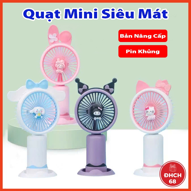 Quạt cầm tay mini dễ thương di động có thể sạc lại pin gió mạnh tốc độ turbo phản lực, quạt để bàn hoạt hình kèm giá đỡ | BigBuy360 - bigbuy360.vn