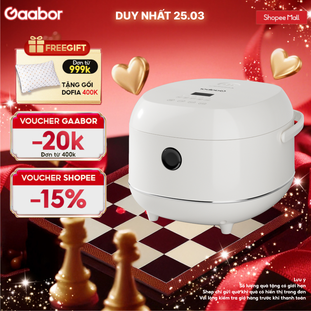 Nồi cơm điện tử Gaabor RC-30T01A dung tích 1.2 lít 5 chế độ nấu đa năng lòng nồi chống dính giữ ấm đến 24H