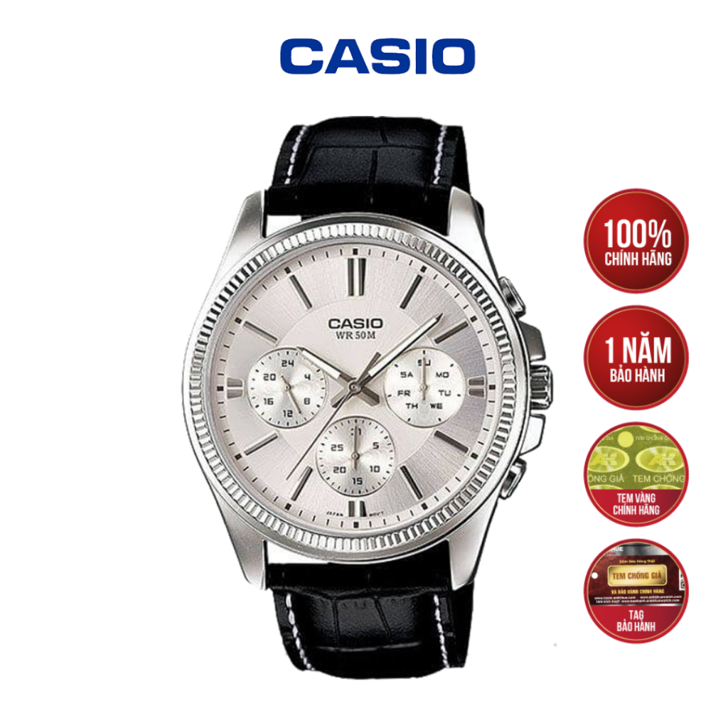Đồng Hồ Nam Casio MTP-1375L-7AVDF Dây Da Mặt Trắng - Hàng Chính Hãng