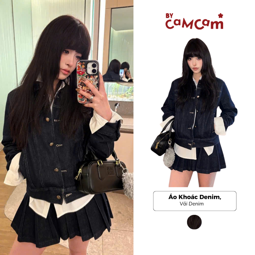 Áo Denim 𝑩𝒚𝒄𝒂𝒎𝒄𝒂𝒎 Áo Khoác Denim Xanh Raw Phong Cách Basic Hàn Quốc AKHD557