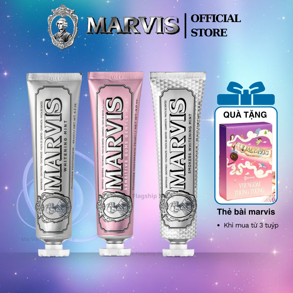 Combo Kem Đánh Răng Marvis Care Collection - Whitening, Smoker & Sensitive Mint - MARVIS