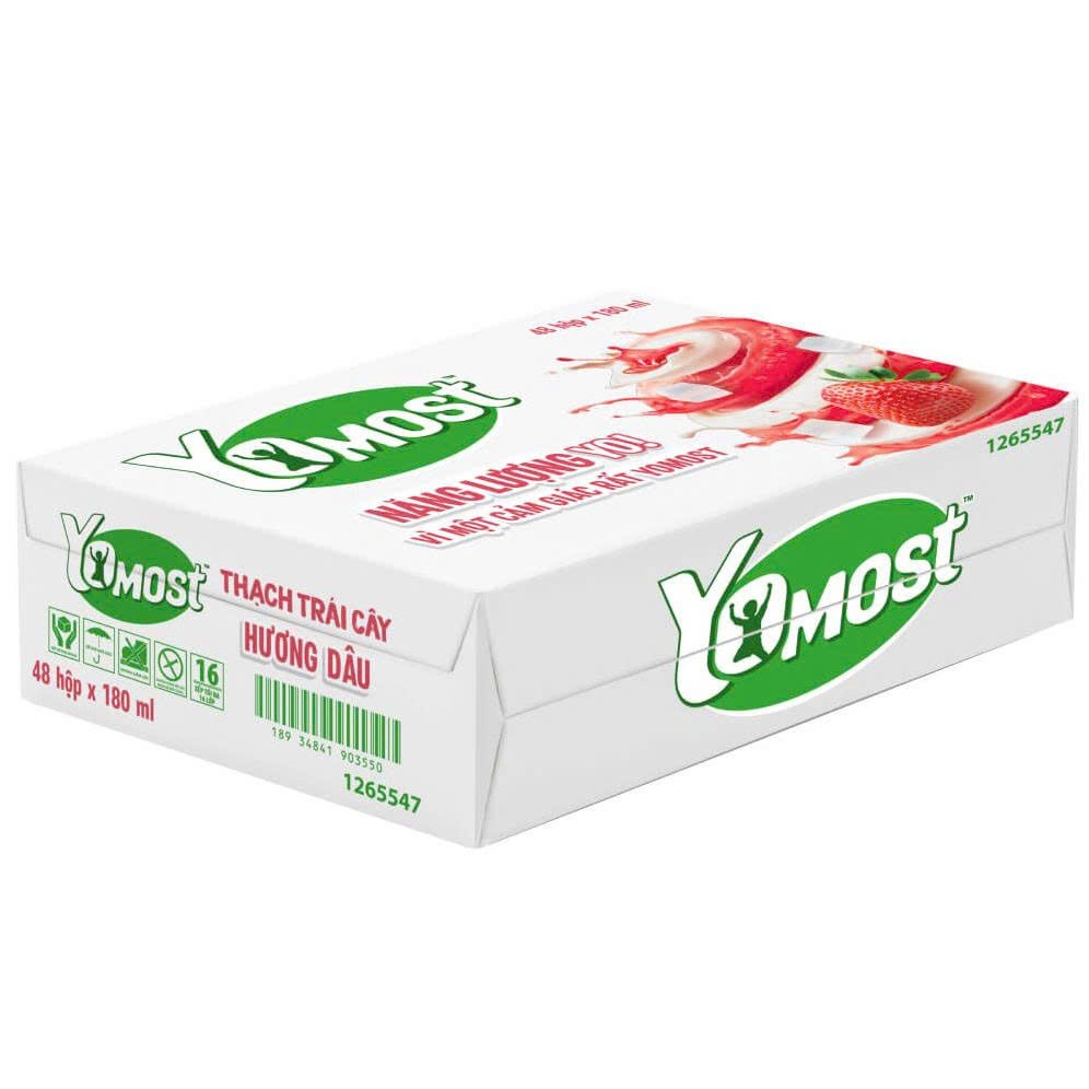 Thùng Sữa Yomost Thạch Trái Cây Dâu 48 hộp x180ml