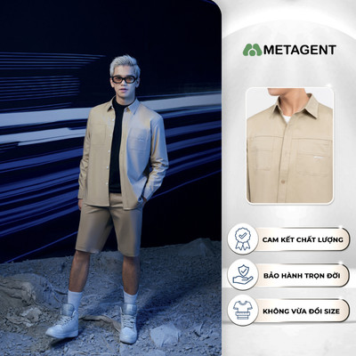 Áo sơ mi khaki nam dáng regular Metagent MS 17E3671