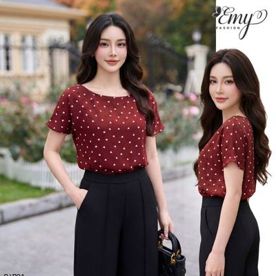 [LƯU Ý SẢN PHẨM CHỈ ÁO] Áo Thiết Kế EMY Thời Trang Cao Cấp A9748 Lụa Mỹ Đỏ Đô Thanh Lịch Sang Trọng