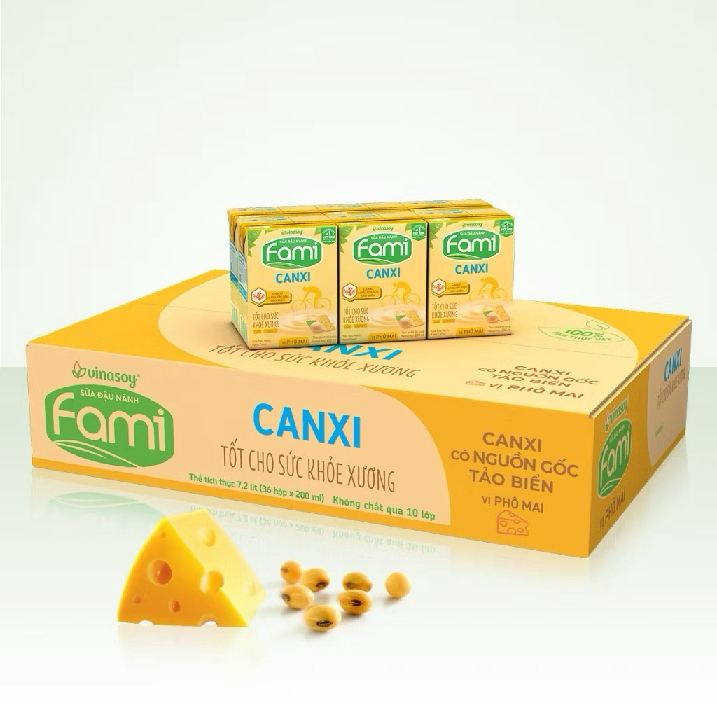 Thùng sữa đậu nành Fami Canxi Phô Mai (36 hộp x 200ml)