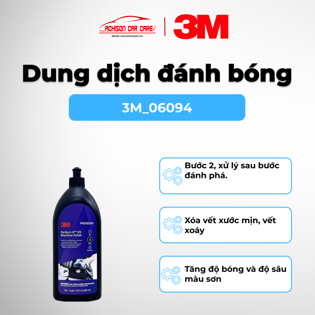 3M DUNG DỊCH ĐÁNH BÓNG 06094 CAO CẤP BƯỚC 2 HOÀN THIỆN BÓNG MỊN BỀ MẶT SƠN